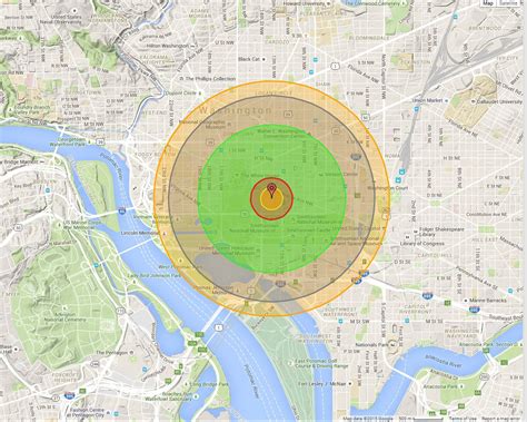 Nuclear Blast Radius Impact Zones