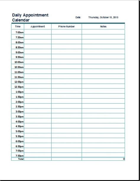 Nursing Appointment Calendars