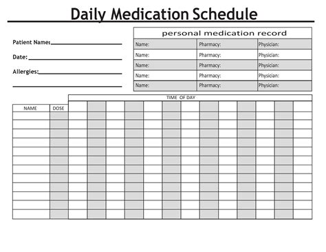 Nursing Medication Calendars