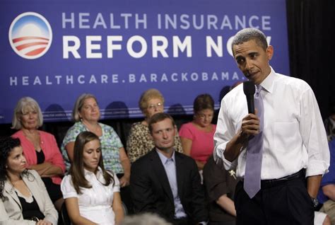 A photograph of Obama speaking about healthcare reform