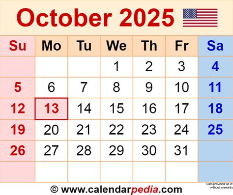 October 2025 Dates