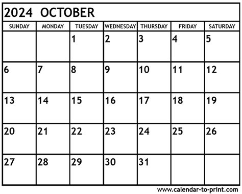 October calendar