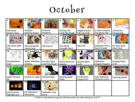 October Calendar Ideas for Halloween