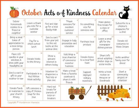 October Calendar Ideas for Individuals