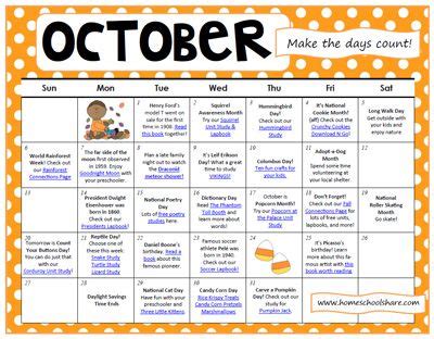 October Calendar Ideas for Kids