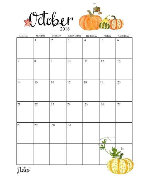 October Calendar Templates