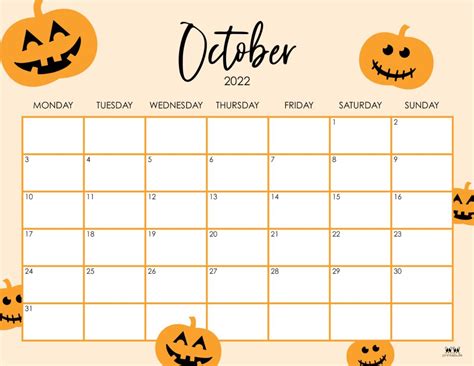 October Calendar Templates