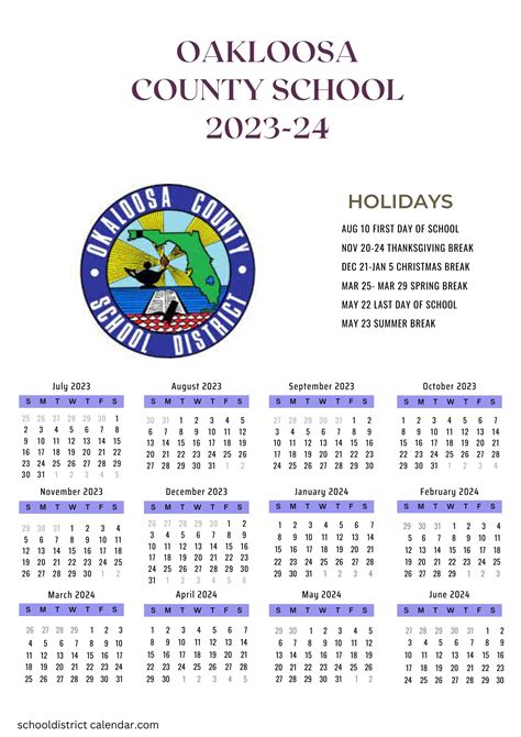 Okaloosa County Schools Calendar Image 1