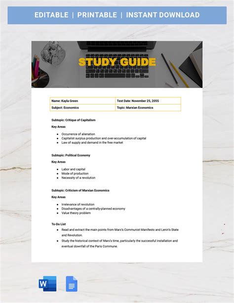 Online study guide example