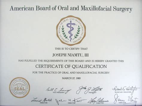 Oral Surgeon Certification