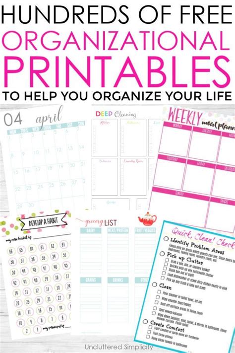 Organizational printables