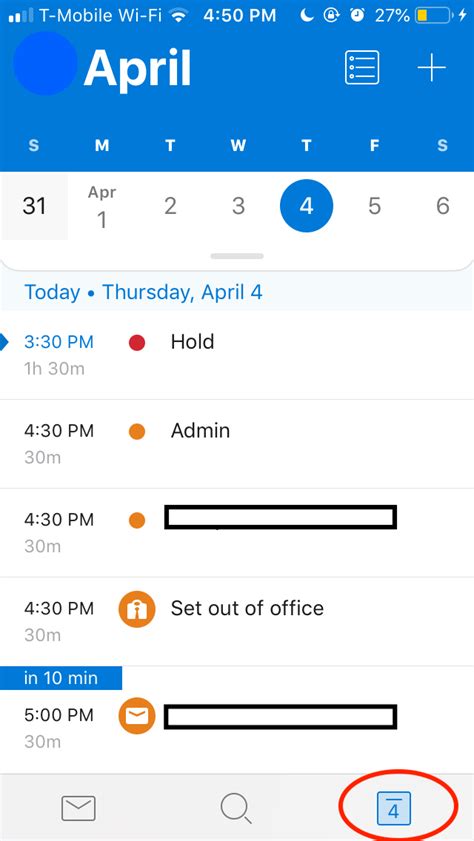 Outlook Calendar on iPhone