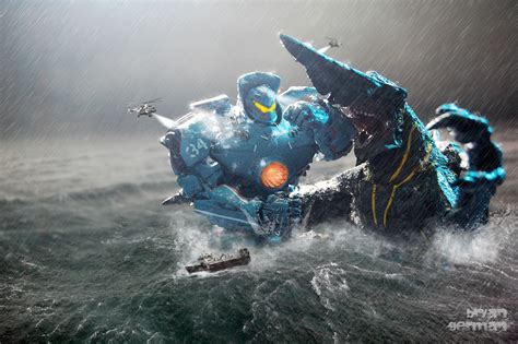 Pacific Rim Jaegers Fighting Kaijus