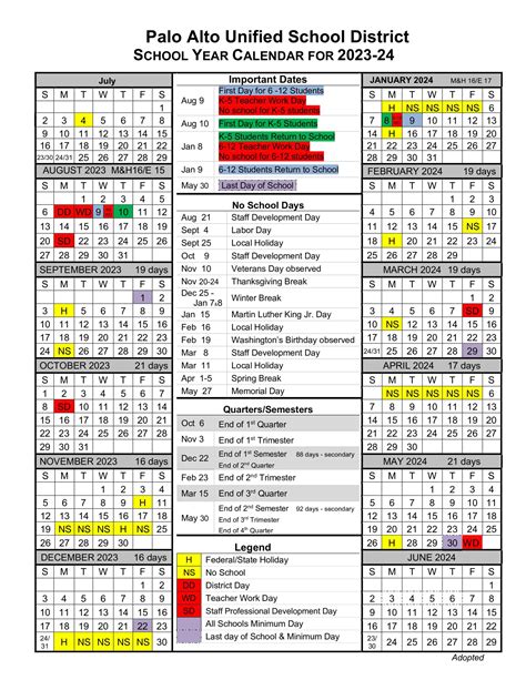 Palo Alto USD Calendar Tips and Tricks