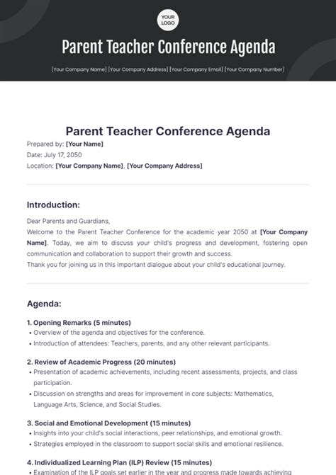 Parent-Teacher Conference Calendar