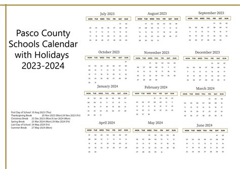 Pasco County School Calendar Image 10