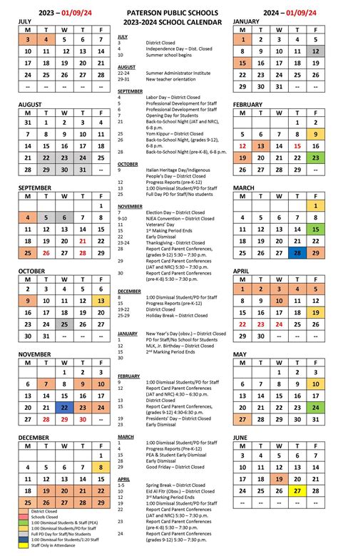 Paterson Public Schools Calendar