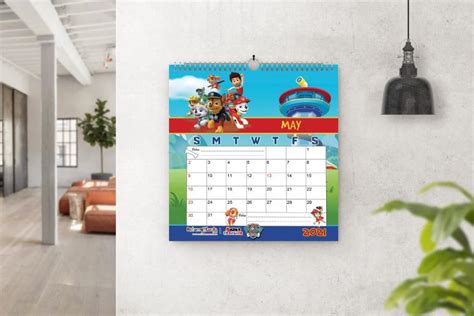 Customized Paw Patrol calendar with stickers and markers