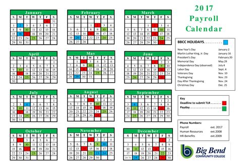 Payroll Calendar Example