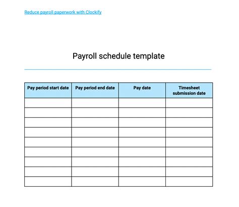 Payroll Schedule Template