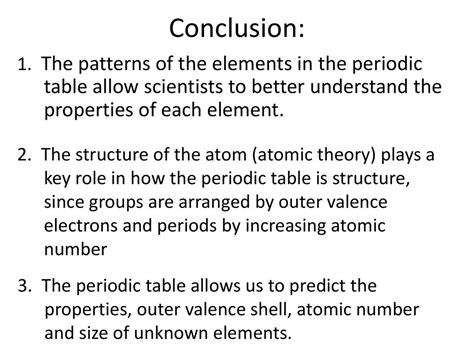 Periodic Table Conclusion