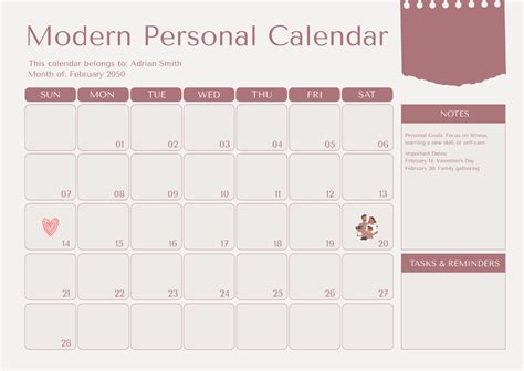 Personal Calendar Template