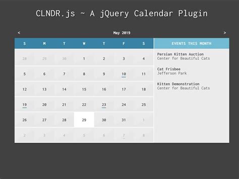 PG-Calendar jQuery Events