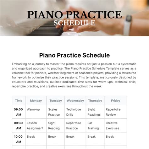 Piano Practice Schedule Template