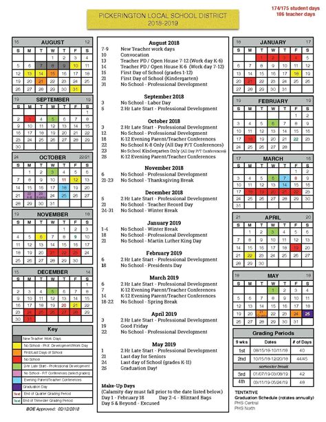 Pickerington Schools Calendar Image 1