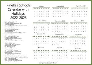 Pinellas School Calendar Layout