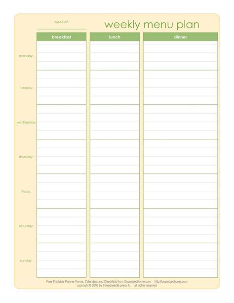 Printable Weekly Planner Templates