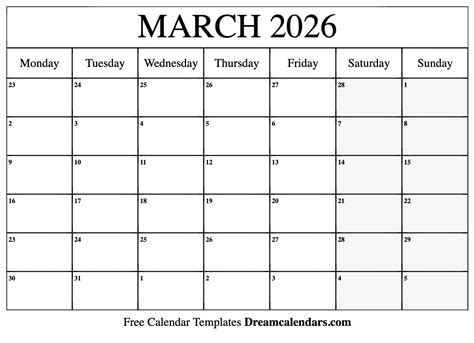 Planning with March 2026 Calendar