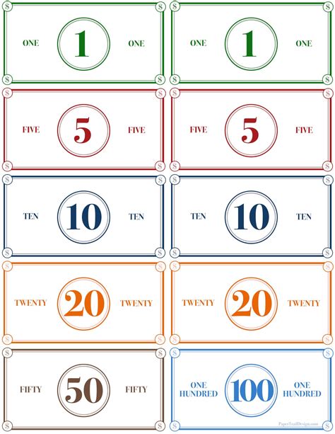 Play money templates for kids