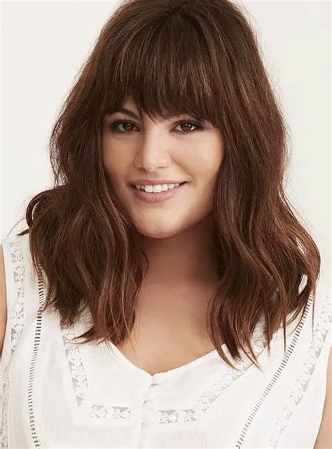 Plus-size women haircuts with bangs