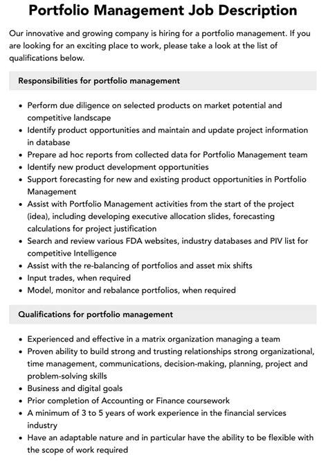 Portfolio Management Careers