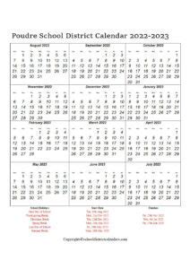 Poudre District Calendar Overview