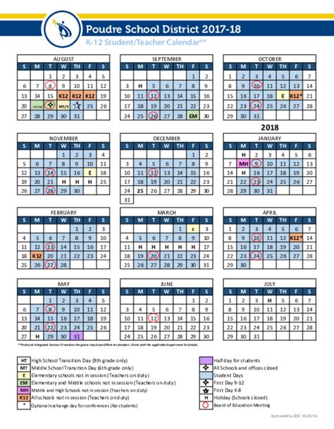 Poudre District Calendar Resources