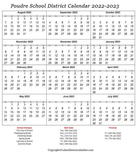 Poudre District Calendar Updates