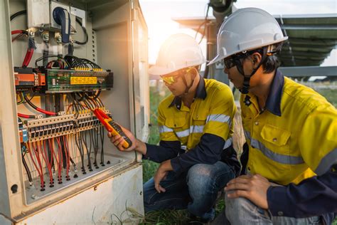 Electricians engaging in continued learning opportunities in a power plant