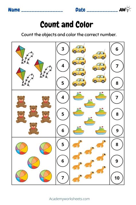 Counting preschool math printables