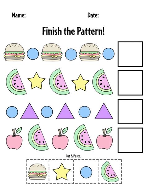 Patterns preschool math printables