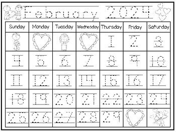 Preschoolers Tracing Calendars