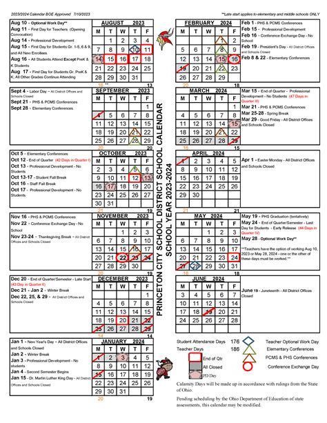 Princeton Academy Calendar Overview