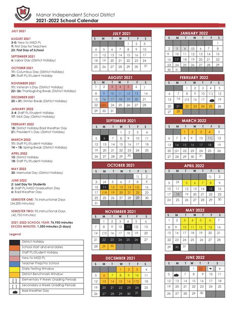 Princeton ISD School Calendar Customizable