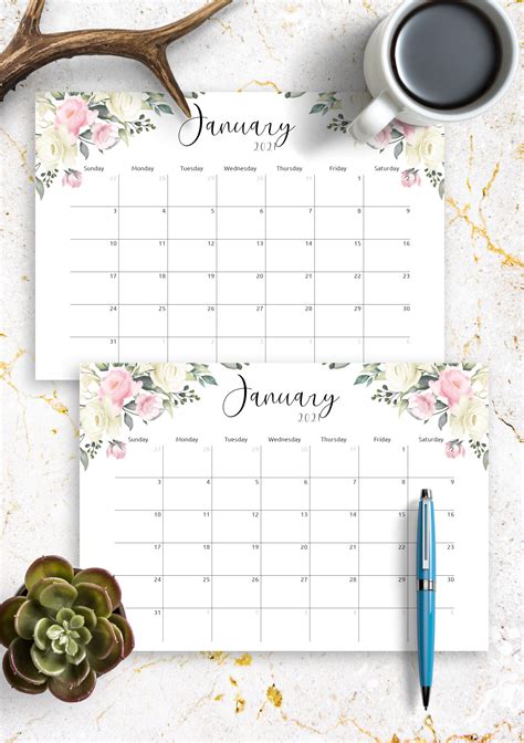 Description of Printable Calendar Designs