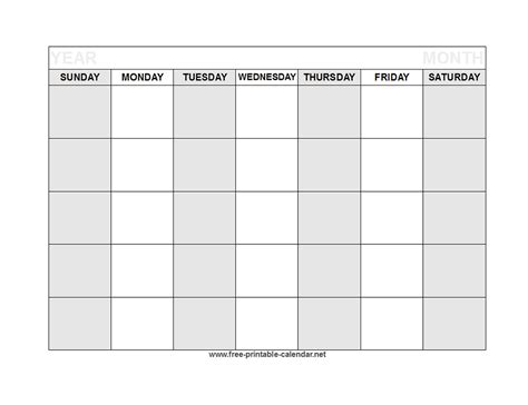 Printable Calendar Template for Students