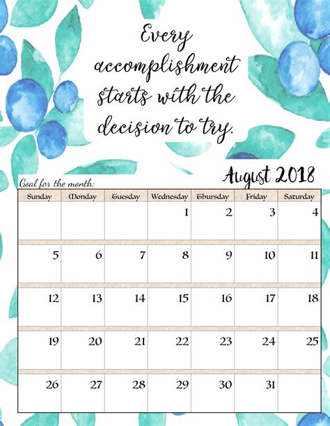 Printable Calendars with Quotes