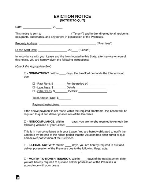 Printable Eviction Notice