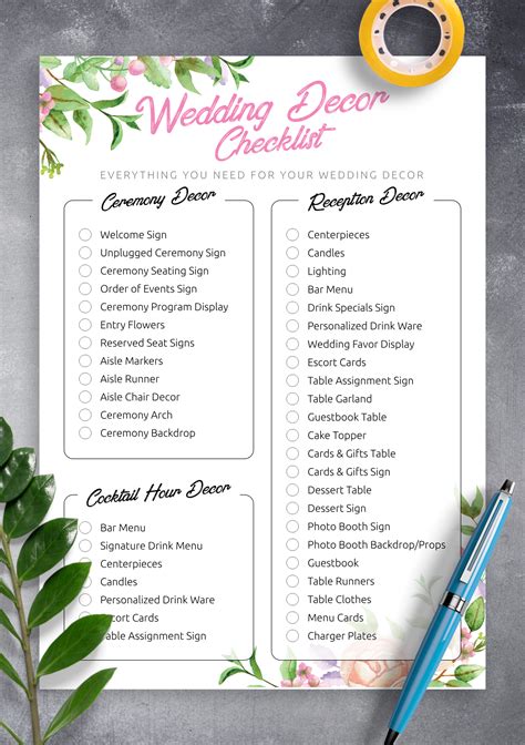 Printable flowers for event planning