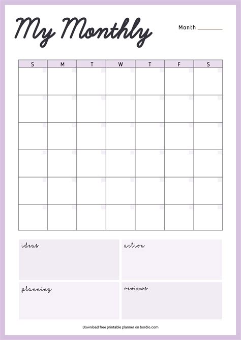 Printable monthly planner